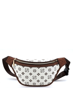 Queen Bee Stripe Monogrammed Fanny Pack Waist CS056 IVORY/TAN